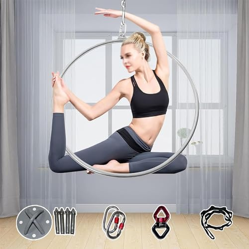 DRFGHK Kit de cerceaux aériens Lyra, équipement Complet d'anneaux aériens, Cerceau de Yoga en Acier Inoxydable, équipement aérien de Cirque pour Performances acrobatiques