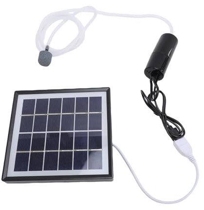 Luocute 10W Solar Pond Oxygenator, Aquarium Oxygen Aerator Air Pump Fishing Aerator, USB Interface Low Noise Fish Tanking Oxygenator with Powerful Airflow Equipped and Solar Panels (Black)