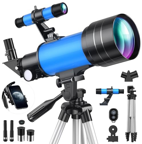 Teleskop Astronomie für Kinder Erwachsene, 70mm Aperture Tragbares Telescope Astronomisches Refraktor Teleskope für Kinder Anfänger mit Stativ, Mondfilter Telefon Adapter