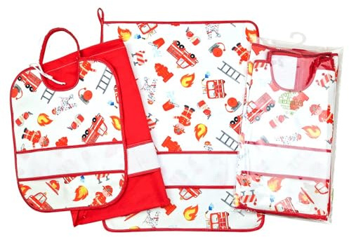 Set Asilo Tre Pezzi Ricamabile GIAMPI: Bavaglino con Elastico, Asciugamano, Sacchetto - Made in Italy (POMPIERI)