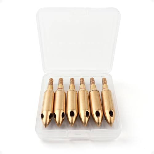 Kqimris Archery Copper Whistle Arrowheads,145 Grains Signal Broadheads Screw-in Arrow Tips for Compound Bow and Recurve Bow Arrows, 6 Pack