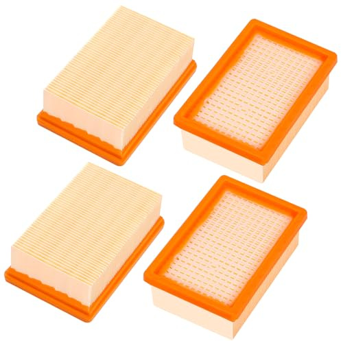 4 Pezzi Filtri per Aspirapolvere Compatibili con Kärcher, [WD4, WD5, WD6 / MV4, MV5, MV6], Filtri Pieghettati Piatti per Kärcher 2.863-005, Elemento Filtrante, Ricambio per Aspirapolvere
