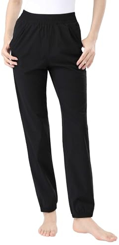 Avrigirl Big Girls Black Harem Dance Pants for Ballet, Athletic, Jazz, Hiking, Biking, Jogging, Workout and Exercise, Slim Fit Wide Leg Trousers with Pockets