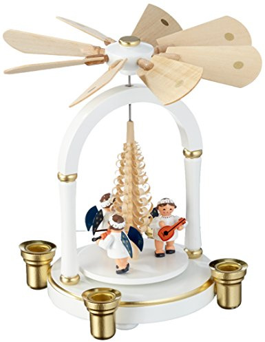 1-Tier Tedesco Piramide di Natale - Natale Tedesco Angelo Musica Bianca - 21 cm / 8 Pollici - Autentico Tedesco Erzgebirge Piramidi di Natale - KWO