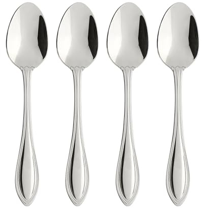 Oneida Silverware Set, American Harmony Everyday Teaspoons Flatware Set, Service For 4, 18/10 Stainless Steel, Dishwasher Safe, Home And Kitchen Utensils Sets, Spoon, Tea spoon (Silver, 4 Piece)