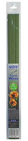 PME Sugarcraft Floral Wires Green 26 Gauge, 36 cm, Pack of 50