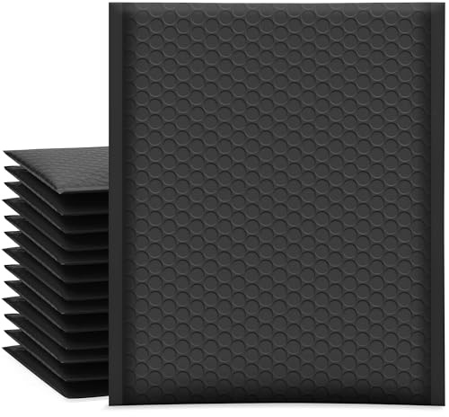 UCGOU Bubble Mailers 8.5x12 Inch Black 25 Pack Usable Size 8.5x11 Poly Padded Envelopes #2 Medium Mailing Opaque Packaging Postal Self Seal Waterproof Boutique Shipping Bags for Clothes Makeup