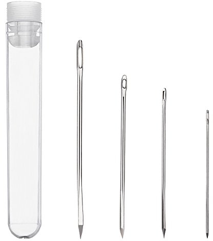 4 Pieces Leather Stitching Needle with 4 Different Sizes for Leather Projects with Clear Bottle