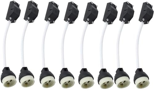 BlueXP 8 Pièces Douilles GU10 en Céramique avec Connecteur Câble 2A 250V Douille de Lamp GU10 Socket Adaptateur de Base avec Câbles Isolés pour Lampes LED Ampoules Halogène CFLSpots Encastrables