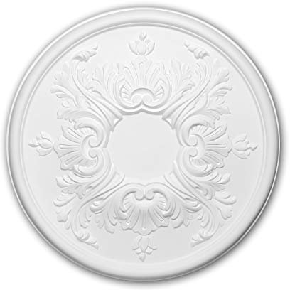 PRO[f]home® - Rosace 156030 Élement décorative Élement pour plafond style Rococo-Baroque blanc Ø 39,5 cm Profhome