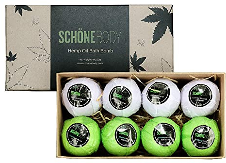 8 Pack Hemp Bath Bombs Set for Muscle Therapy & Relaxation | Large Vegan Fizzy Spa Gift for Women & Men | Natural Lavender, Mint Oils Moisturize Dry Skin & Soothe Stress, Wife Stocking Stuffers Gifts