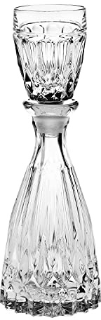 Crystal - Glass -Mouthwash Decanter with 1 oz Cup Stopper - (can use the stopper as a Tumbler) 8 Height - 3 Oz. Decanter - Made in Europe - by Barski