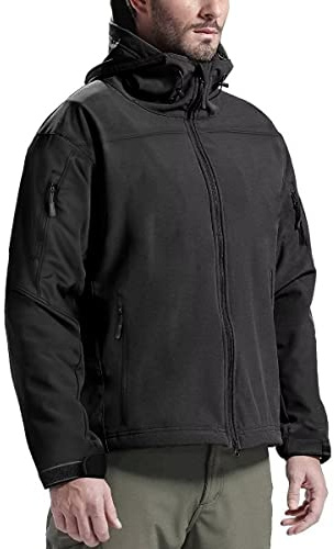 FREE SOLDIER Chaqueta de Deporte al Aire Librede Con Múltiples Bolsillos Chaqueta Softshell Chaqueta Exterior Masculina( Negro XL)