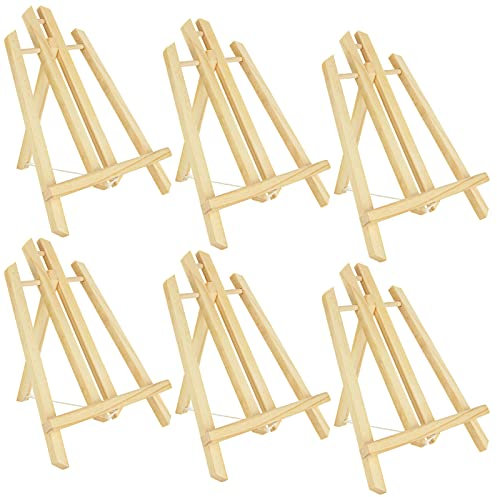 LOLYSIC 6Pcs Wooden Easels Stands for Display, 30cm 12inch Tabletop Easel Stand for Painting, A Frame Wooden Easel Desktop Tripods Wood Display Stands for Painting Arts Craft Canvas Photo Frame