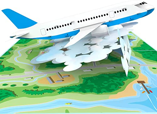 MOKIO® Biglietto di Auguri Pop-Up – Aereo – Biglietto 3D