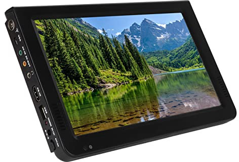 TV Portátil de 10 Pulgadas, 16:9 TFT LED 1080P DVBT/T2 TV Digital, Mini TV con Ranura para Tarjeta USB/SD, Televisor de Mano o Coche, Caravana, Camping, Exterior y Cocina