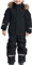 Schneeanzug Kinder Jungen Skianzug Einteilige Thermo Skioverall Winter Warm Schneeoverall Wasserdicht Winddicht Winteranzug mit Abnehmbarer Kapuze Matschanzug Outdoor Softshellanzug (Schwarz, 120)