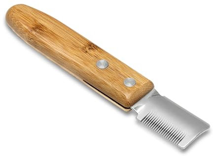 Mikki Bamboo Stripping Knife For Dog Grooming, For Stripping Overgrown Hair from Top Coat, Long Lasting Anti-Rust Blades, Easy Hold Contoured Handle, Fine Tooth for Silky Coated Dogs