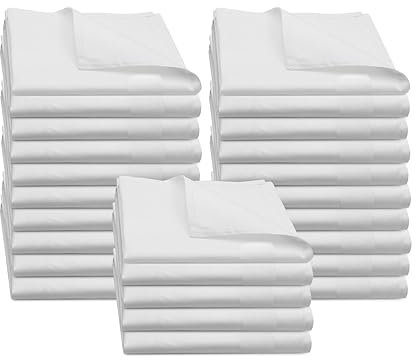 ZOLLNER Set de 25 Servilletas de Tela 100% Algodón, 50x50 cm, Blanco.