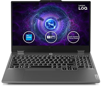 Lenovo LOQ 15IAX9 Gaming AI Laptop | 15.6 FHD 144Hz Display | NVIDIA GeForce RTX 4060 | Intel Core i5-12450HX | 16GB RAM | 1TB SSD | Win11 | QWERTZ | Luna Grau | Weiß beleuchtet | 3 Monate GamePass