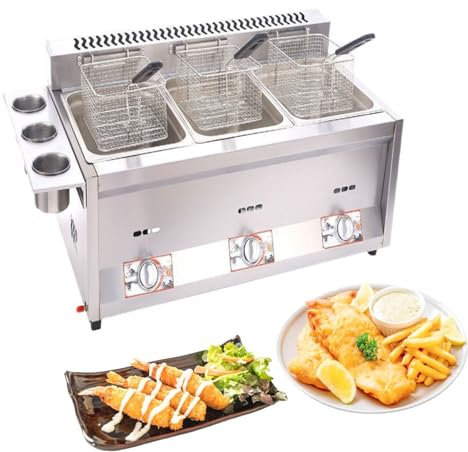Friteuse à gaz GPL avec panier pour frites et dinde – Friteuse commerciale au gaz propane pour la cuisine en plein air