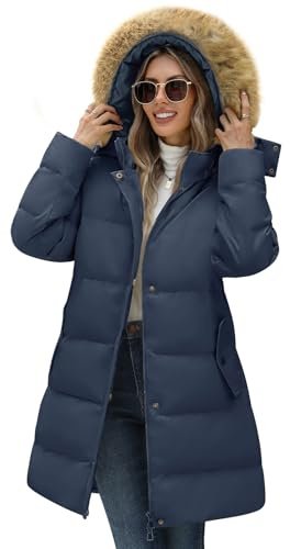 Yuson Girl Abrigos de Invierno para Mujer Chaqueta Largo Plumon Acolchada Abrigos Cazadora Gruesa Elegante Larga Puffer Parkas Forro Polar Cálido Otono Exteriores Chaquetones