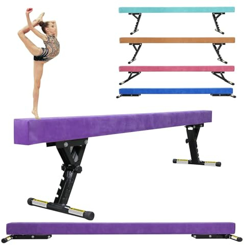 SportBob Gymnastics Beam 8ft High and Low Floor Balance Beam with 5 heights Adjustable, Gymnastics Balance Beam for Kids Children Girls Training, Home Gym Equipment for All Gymnastic