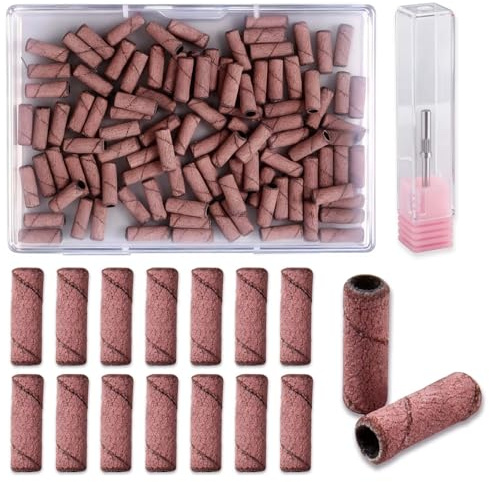 SPEEDWOX 100 st nagelborrkronor med 3,1 mm dorn bit 240 korn extra fina små slipband för akrylnaglar, gelnagellack, borttagning, formning, professionell manikyr- och pedikyrkit
