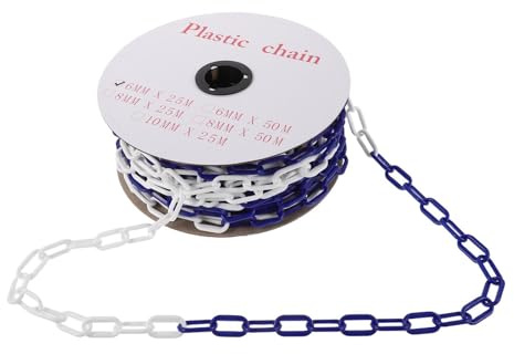 SEWACC Cadena de Seguridad de Plástico 6mm Azul y 25 Metros, Barrera de Advertencia Resistente Intemperie para Control de Multitudes y Señalización de Áreas Restringidas