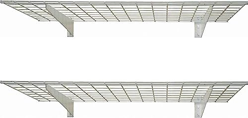 Hyloft 00967 2-Pack Heavy Duty Steel Garage Shelving, 45”x 15” Wall Mounted Shelve,Max Shelf Load 200 Pounds, White Powder Coated