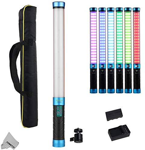 Fomito Nicefoto Handheld Bi-colore RGB LED Stick luminoso TC-288 3000K-9000K Light Bar Magic Tube Light Flusso luminoso 1400LM + Batteria per illuminazione fotografica