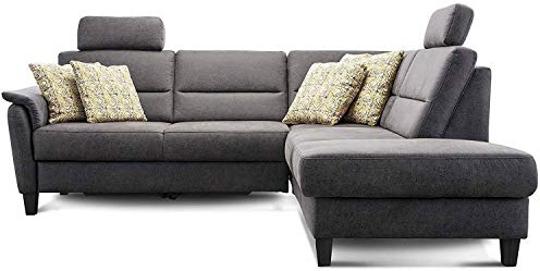 CAVADORE Palera Canapé d'angle avec Noyau à Ressorts en Forme de L pour canapé Droit / 236 x 89 x 212 / Imitation Cuir de Buffle Gris foncé