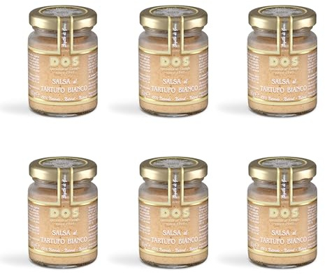 DOS Tartufi - Sauce à la Truffe Blanche 80g x 6 | Artisanale et Authentique | Saveurs Naturelles | Idéale pour Bruschetta, Plats, Œufs et Légumes |