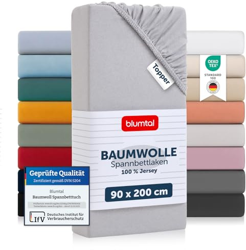 Blumtal Basics underlakan- underlakan av 100% mjuk bomull, sängkläder, Moonlight Grey, set om 2