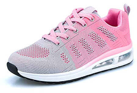 Dam löpning sneakers andas promenader löpning skor fitness löpning låg atletisk gym mode sneakers, 528 rosa, 36 EU