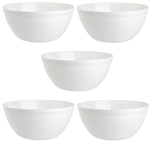 Engelland Lot de 5 bols à céréales, à dessert, salade, soupe, bols à riz, en plastique, sans BPA, grands, 900 ml