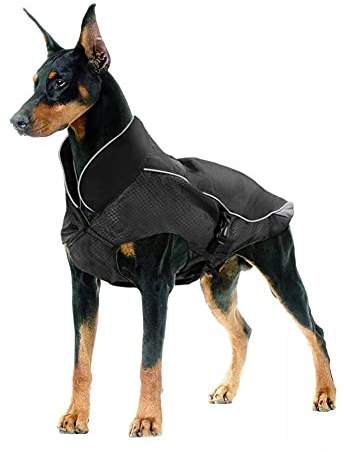 Waterproof Dog Coat Winter Warm Jacket, Dog Windproof Waterproof Coat with Fleece Lining Thicker Section, Adjustable Winter Warm Dog Jacket, Suitable for Dogs (Black, M)