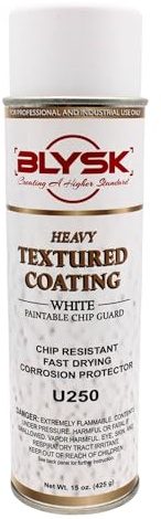 Blysk U250 Heavy-Duty Textured Coating White 15oz – Paintable Chip Guard, Fast-Drying, Corrosion-Resistant, Impact Protection