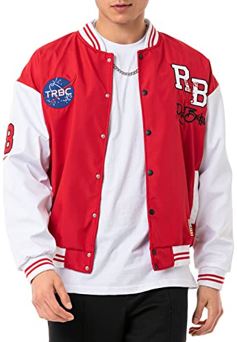 Redbridge Chaqueta universitaria para hombre, 2 tonos RB, rojo, XL