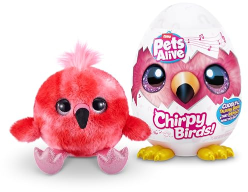 Pets Alive Chirpy Birds (Flamingo) by ZURU, Electronic Pet That Speaks, Giant Surprise Egg, Stickers, Comb, Fluffy Clay, Bird Animal Plush for Girls