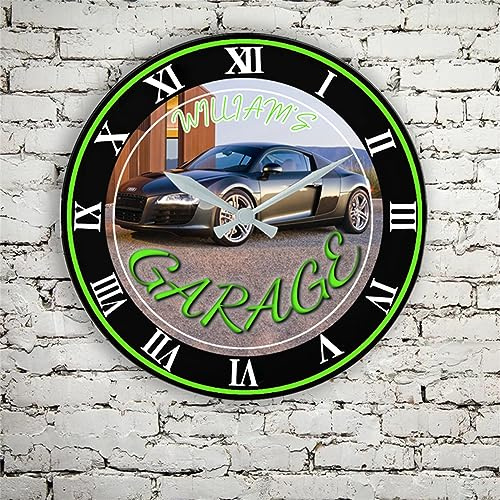 Collienght Horloge murale en bois avec photo personnalisée sur le thème de la voiture - Cadeau idéal pour les amateurs de voitures, camion, horloge murale moderne décorative pour chambre d'enfant