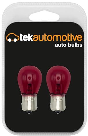Tek Automotive PR21W 782 Red Car Bulbs – 12V 21W Brake, Tail & Fog Light Bulbs (584) BAW15S – Road Legal E-Approved, Twin Pack