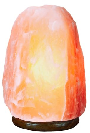 Etrexonline Lámpara de Sal del Himalaya Auténtica y Artesanal 4-6 KG -100% Natural, con Base de Madera Elegante + Bombilla Incluida, para un Ambiente Relajante y Saludable