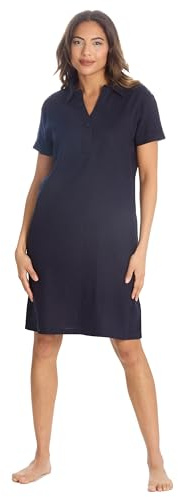 WS-SS24 Ladies Linen Viscose Blend Knee Length Summer Dress Short Sleeve Navy 14