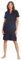 WS-SS24 Ladies Linen Viscose Blend Knee Length Summer Dress Short Sleeve Navy 14