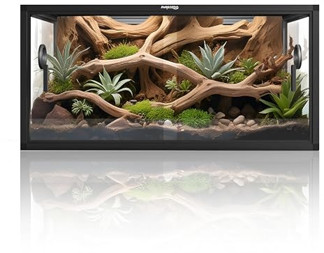 Phailozoo 50 Gallon Bearded Dragon Tank, Reptile Enclosure for Easy Maintenance, Front Opening Reptile Tank with Top Screen Ventilation & Glass Sliding Door 36''x18''x18''