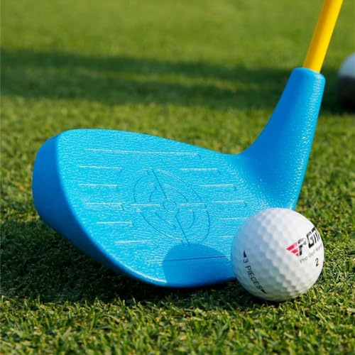Hierro de palo de golf para niños, 7 palos de práctica de golf de superficie grande con cabeza de plástico y eje de carbono ligero, hierro de golf para enseñanza (niños de 6 a 8 años)
