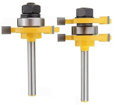 2 pièces 1/4 pouces fraises à bois T-style langue rainure routeur jeu de mèches for parquet panneau de lambris outils de travail du bois