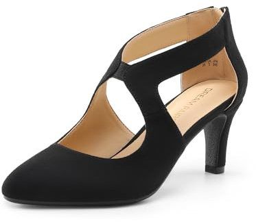 DREAM PAIRS Women's Pumps Closed Pointed Toe Kitten Heels Elegant Party Wedding Dress Shoes for Women,Size 6.5,Black,DWUMPU2501