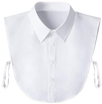 YREYBN White Detachable Collar, Fake Collar for Blouse, Simple Solid Color Button Down False Collar, Universal for Women Men Sweaters Collarless Clothes